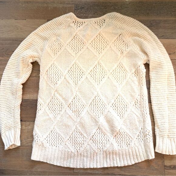 American Eagle Outfitters Crème Crew Neck Knitted Pullover Sweater Size Large - Picture 7 of 13